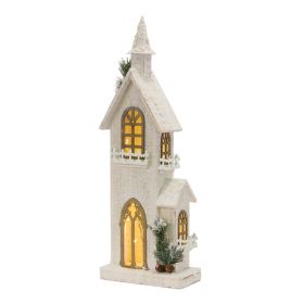 LED Church 9.5"L x 27"H Wood 3 AA Batteries, Not Included or USB Cord Included