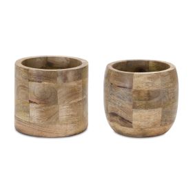 Pot (Set of 2) 5"H Wood