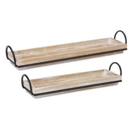 Tray (Set of 2) 16.75"L, 20.5"L Wood/Iron