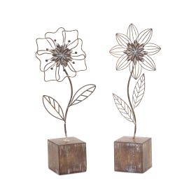 Floral Décor (Set of 2) 14.5"H Resin/Metal