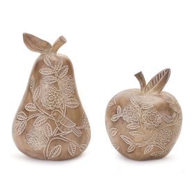 Pear and Apple (Set of 2) 5.5"H, 7.75"H Resin