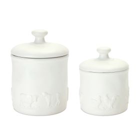 Farm Animal Canister (Set of 2) 4.75"D x 6.25"H, 5.75"D x 7.75"H Ceramic