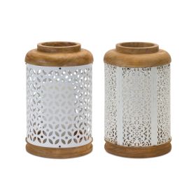 Lantern (Set of 2) 10.25"H Wood/Metal