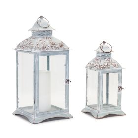 Lantern (Set of 2) 16"H, 22.75"H Zinc/Glass