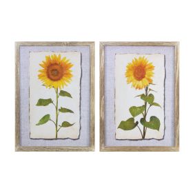 Sunflower Print (Set of 2) 12.75"L x 17.5"H Wood/MDF/Paper