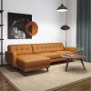 Allison Left-Facing Tan Leather Sectional Sofa