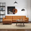 Allison Left-Facing Tan Leather Sectional Sofa