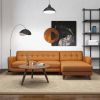 Allison Right-Facing Tan Leather Sectional Sofa