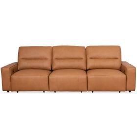 Grant Triple PWR Convertible Sofa - Cognac Leather