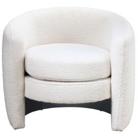 Alexon Mid-Century Modern Luxury Barrel Lounge Chair in White Boucle