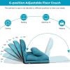 Foldable 5-Tilt Floor Sofa Bed with Detachable with Cloth Cover in Teal Blue