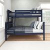 Twin over Full size Solid Wood Bunk Bed in Dark Navy Blue Finish