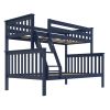 Twin over Full size Solid Wood Bunk Bed in Dark Navy Blue Finish