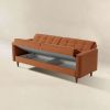 Baneton  Mid-Century Modern Burnt Orange Velvet Sleeper Sofa