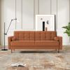 Baneton  Mid-Century Modern Burnt Orange Velvet Sleeper Sofa