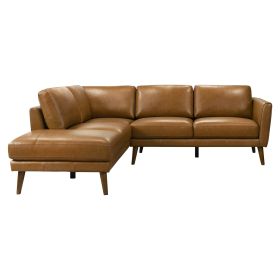 Benson Tan Leather Sectional Sofa Left Facing Chaise