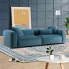 Kalen Mid-Century Modern 110" 4-Seater Blue Corduroy Sofa