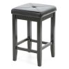 Set of 2 - Black 24-inch Backless Barstools with Faux Leather Seat