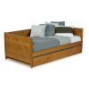 Twin size Solid Wood Daybed with Roll Out Trundle Bed Frame in Medium Brown