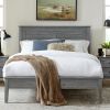 Contemporary Grey Solid Pine Platform Bed in Queen Size