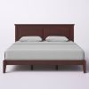 King Traditional Solid Oak Wooden Platform Bed Frame with Headboard in Cherry