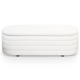 Cabana White Boucle Bench w/Storage