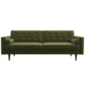 Casey Mid Century Modern Olive Green Velvet Sofa