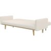 Modern Mid-Century Futon Sleeper Sofa Bed in Sherpa Ivory Fabric Upholstery