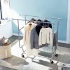 Heavy Duty Double Bar Clothes Hanging Garment Rack on Lockable Wheels