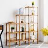 Bamboo Wood 5-Tier Versatile Bookcase Plant Stand Storage Rack