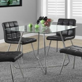 Modern Square Dining Table 40 x 40-inch with Tempered Glass Top