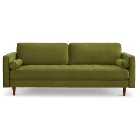 Anthony Mid-Century Modern Pistachio Green Pillow Back Velvet Sofa