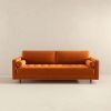 Anthony Mid-Century Modern Burnt Orange Pillow Back Velvet Sofa