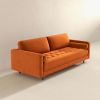 Anthony Mid-Century Modern Burnt Orange Pillow Back Velvet Sofa