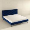 Dillon  Blue Velvet Platform Bed (King Size)