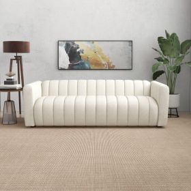 Elrosa Channel Tufted Beige Boucle Sofa