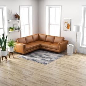 Erman Tan Leather Corner Sofa