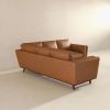 Farsah Mid Century Modern Tan Leather Corner Sofa