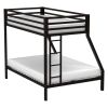 Twin over Full Modern Metal Bunk Bed in Matte Black Finish