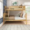 Twin over Full size Solid Wooden Bunk Bed in Natural Pine Wood Finish