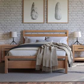 Full size Farmhouse Solid Wood Platform Bed Frame with Headboard Footboard