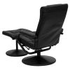 Black Faux Leather Recliner Chair with Swivel Seat and Ottoman