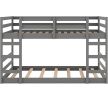 Full over Full Modern Low Profile Bunk Bed in Grey Wood Finish