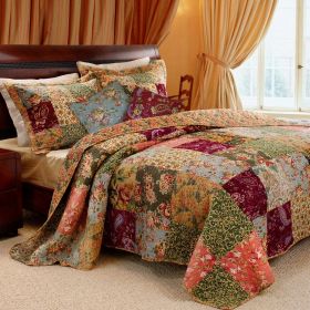 King 100% Cotton Floral Paisley Quilt Set w/ 2 Shams & 2 Pillows