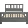 Grey Pine Wood Slatted Platform Headboard Footboard Full Size Bed