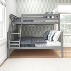 Twin over Full size Solid Wood Bunk Bed in Grey Finish