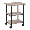 Modern Industrial Black Metal Grey Wood Printer Stand Shelf Cart