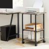 Modern Industrial Black Metal Grey Wood Printer Stand Shelf Cart