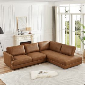 Glander Cognac Leather Sectional Sofa Right Facing