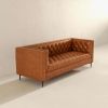 Evelyn Mid Century Modern Cognac Leather Luxury Chesterfield Sofa